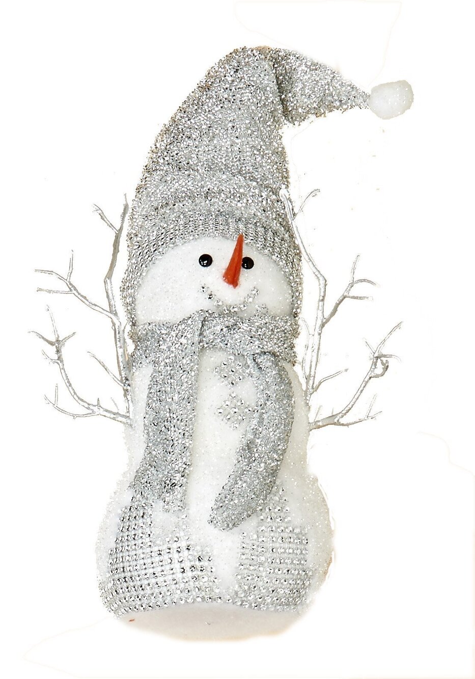2601 Standing Snowman with Glitter Hat and Scarf, 12"